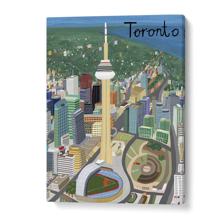 Vibrant Toronto skyline captured in stunning TORONTO, TRAVEL POSTERS by Carla Daly, showcasing the city's charm.