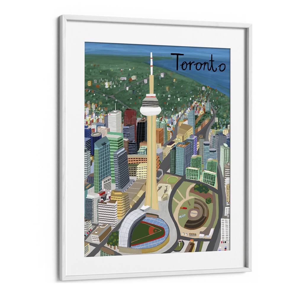 Vibrant TORONTO, TRAVEL POSTERS by Carla Daly showcase the city's unique charm and stunning landscapes in a chic frame.