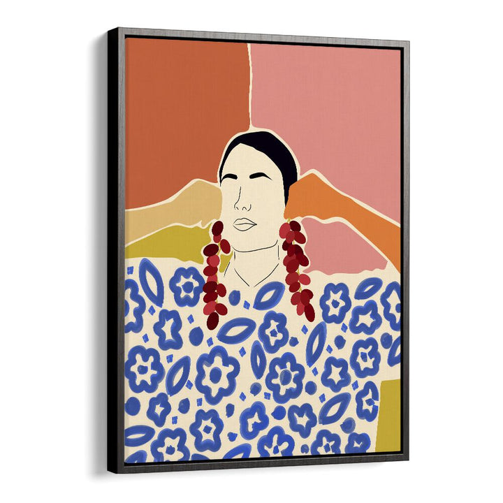 Trendy woman illustration in vibrant colors, part of TRENDS, PORTRAITS collection by Uma Gokhale, elevating your space.