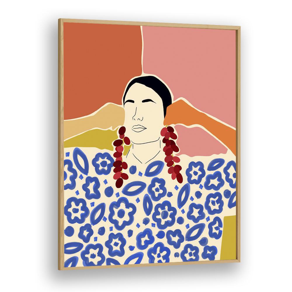 Vibrant TRENDS, PORTRAITS artwork by Uma Gokhale, showcasing modern elegance in a beautifully framed illustration.