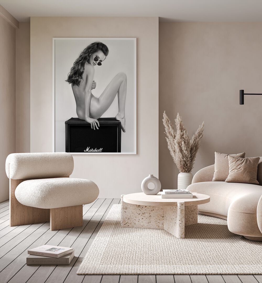 Stunning "TURN ME ON THE ROAD, PHOTOGRAPHY PRINTS" by David Drake showcasing fashion meets fine art in a chic setting.
