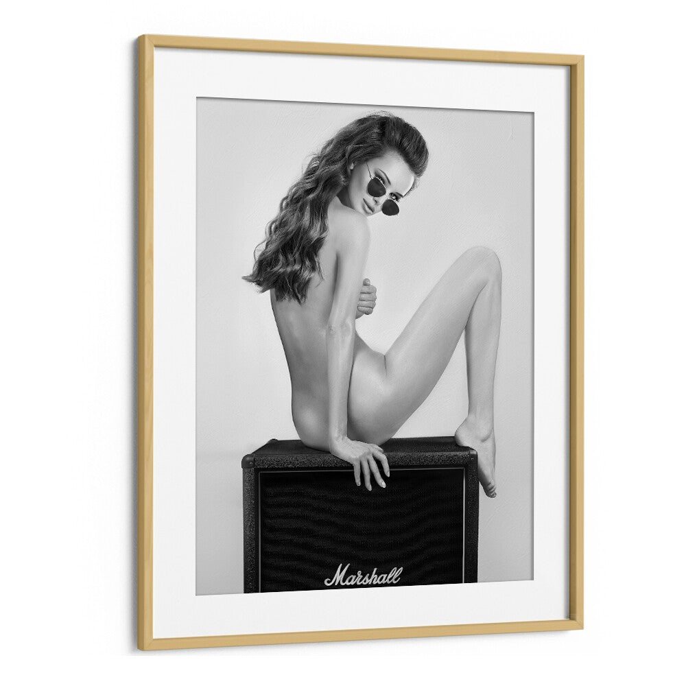 Stylish black and white photography print, "TURN ME ON THE ROAD," by David Drake, framed elegantly for art lovers.
