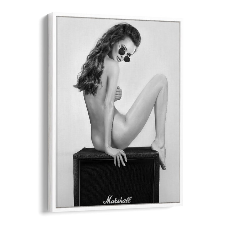 Stylish nude portrait in black and white, showcasing TURN ME ON THE ROAD, PHOTOGRAPHY PRINTS by David Drake.