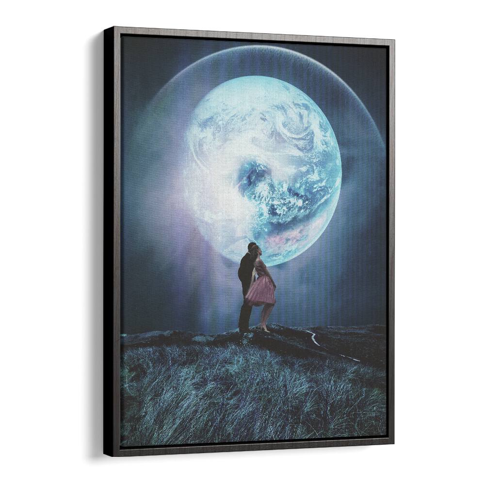 Embrace imagination with TWO MILLION YEARS, SURREAL ART PRINTS featuring a couple under a cosmic sky.