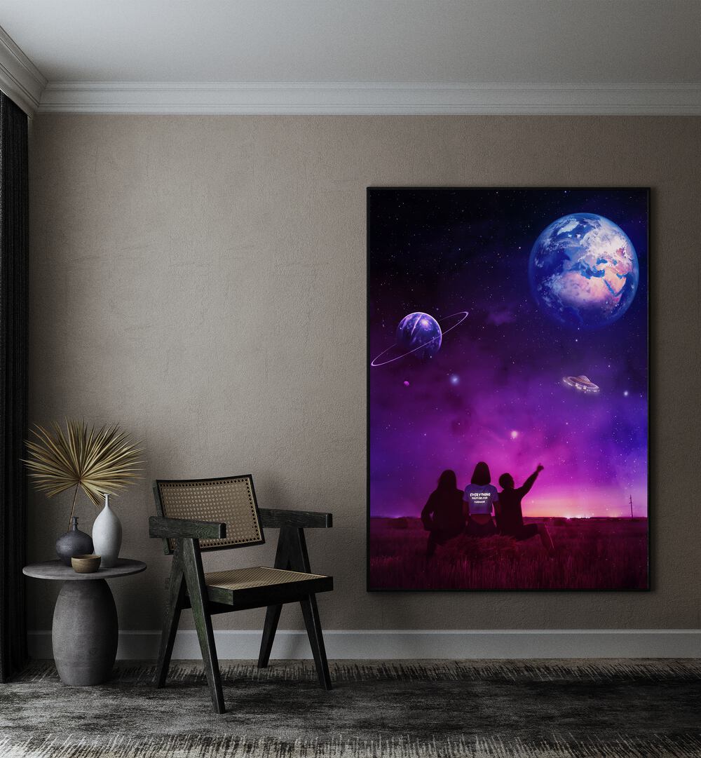 Explore stunning UFO, SURREAL ART PRINTS by Ritvik Takkar, featuring cosmic themes and dreamlike landscapes.