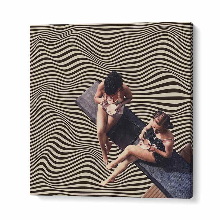 Elevate your space with the UNIVERSAL BFF, SURREAL ART PRINTS showcasing a unique coffee chat scene by Vertigo Artography.