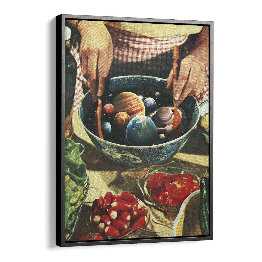 Transform your space with UNIVERSAL TOSS, SURREAL ART PRINTS by Vertigo Artography, featuring a cosmic cooking scene.