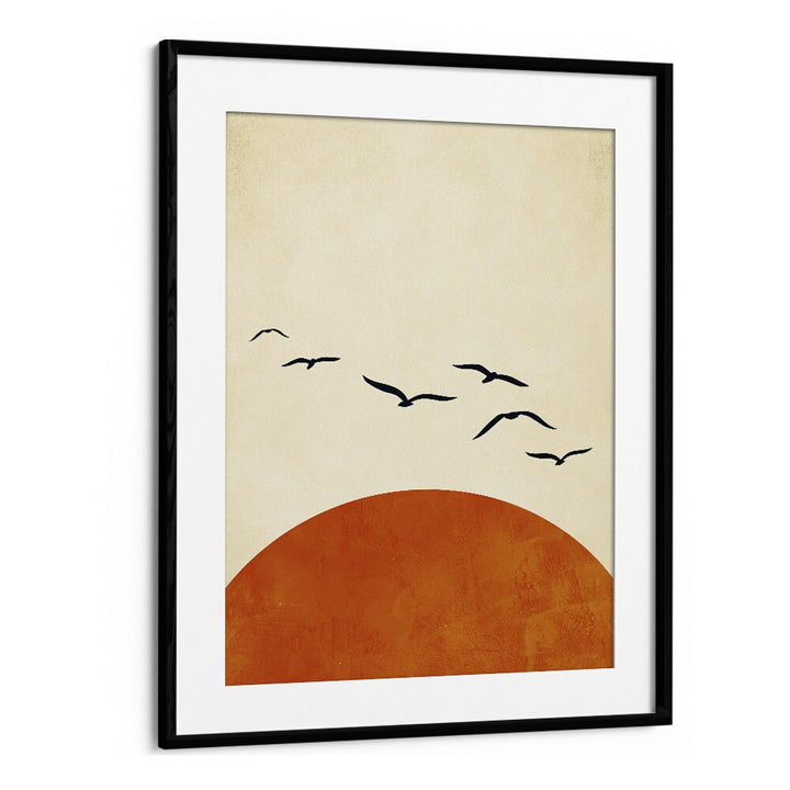 Breathtaking "Up and Away, Landscape Paintings" art print featuring minimalist design and symbolic elegance in a black frame.