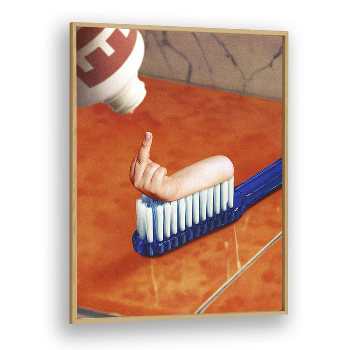 Surreal art print "UP YOUR MOUTH" by Vertigo Artography, featuring a unique and thought-provoking design.