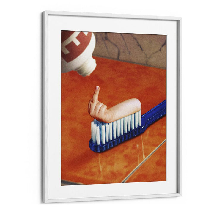 Surreal art print "UP YOUR MOUTH" by Vertigo Artography features a whimsical design, perfect for transforming your space.