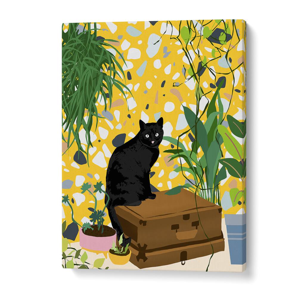 Vibrant URBAN JUNGLE CAT, ANIMAL PAINTINGS by Uma Gokhale, perfect for enhancing your living space with urban wildlife.