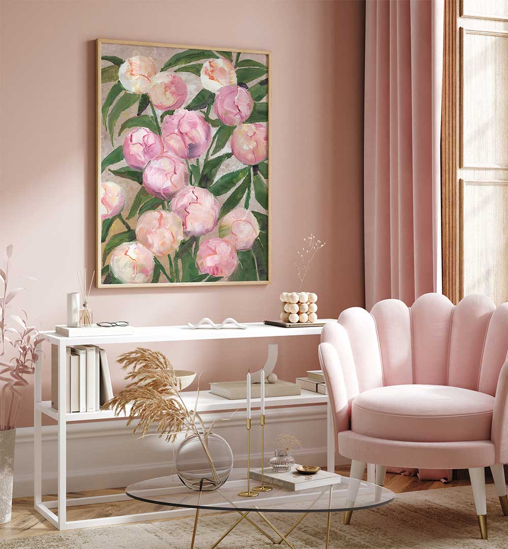 VALENTY PAINTERLY PEONIES , FLORAL FLOWER PAINTINGS