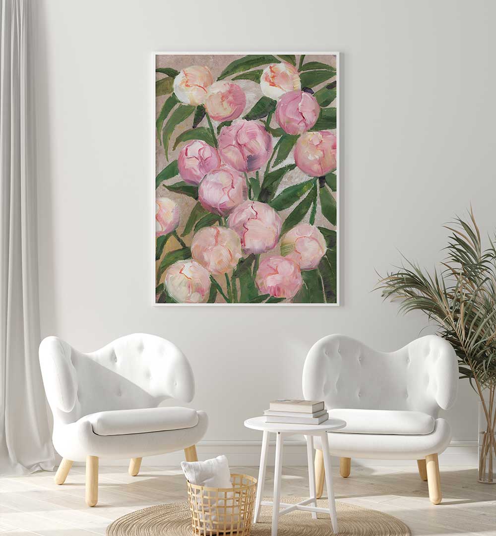 VALENTY PAINTERLY PEONIES , FLORAL FLOWER PAINTINGS