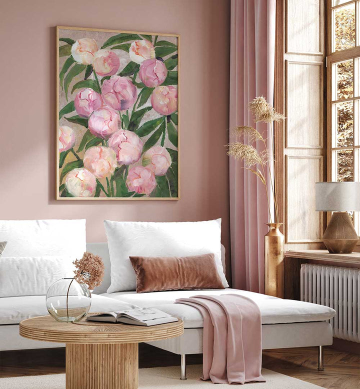 VALENTY PAINTERLY PEONIES , FLORAL FLOWER PAINTINGS