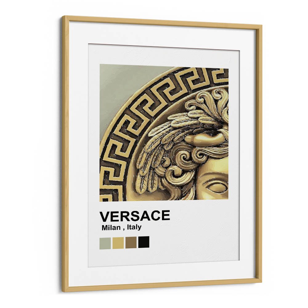 Versace Fashion Art Artwork in Oak Wood Frame With Mount