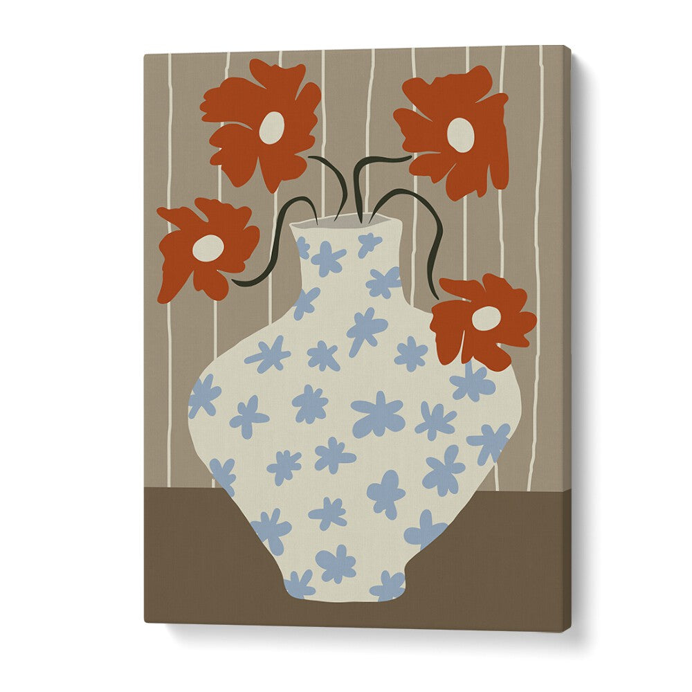 Vintage Floral Pottery, Botanical Art Paintings Artwork in Gallery Wrap