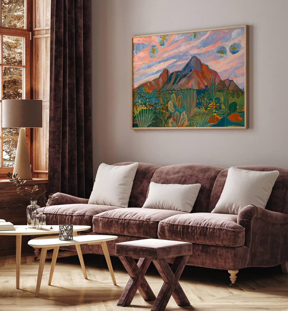 VINTAGE DESERT STARRY NIGHT SUNSET, LANDSCAPE PAINTINGS bring enchanting beauty to your living space decor.