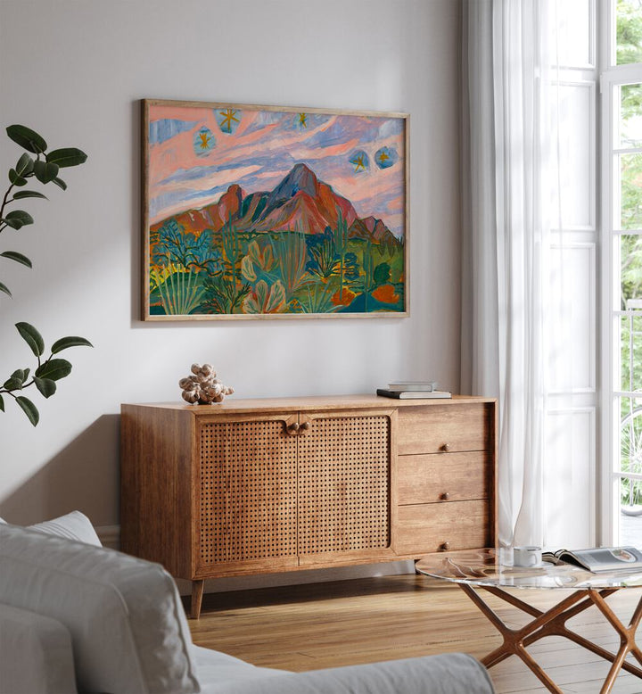 VINTAGE DESERT STARRY NIGHT SUNSET, LANDSCAPE PAINTINGS brighten your space with enchanting desert beauty at dusk.
