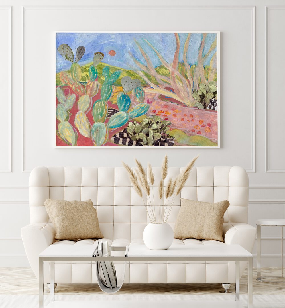 Vibrant PRICKLY PEAR CACTUS, LANDSCAPE PAINTINGS adding a touch of desert charm to your home décor.