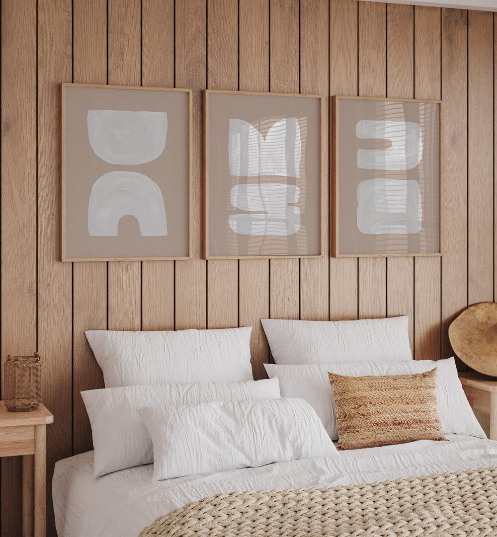 Enhance your decor with the VINTAGE TERRA TRIO SET, SET OF 3 PAINTINGS, featuring elegant abstract designs.