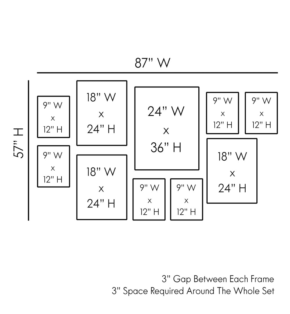 Stunning layout guide for VINTAGE TRAVEL ART GALLERY WALL, GALLERY WALLS showcasing various framed prints.