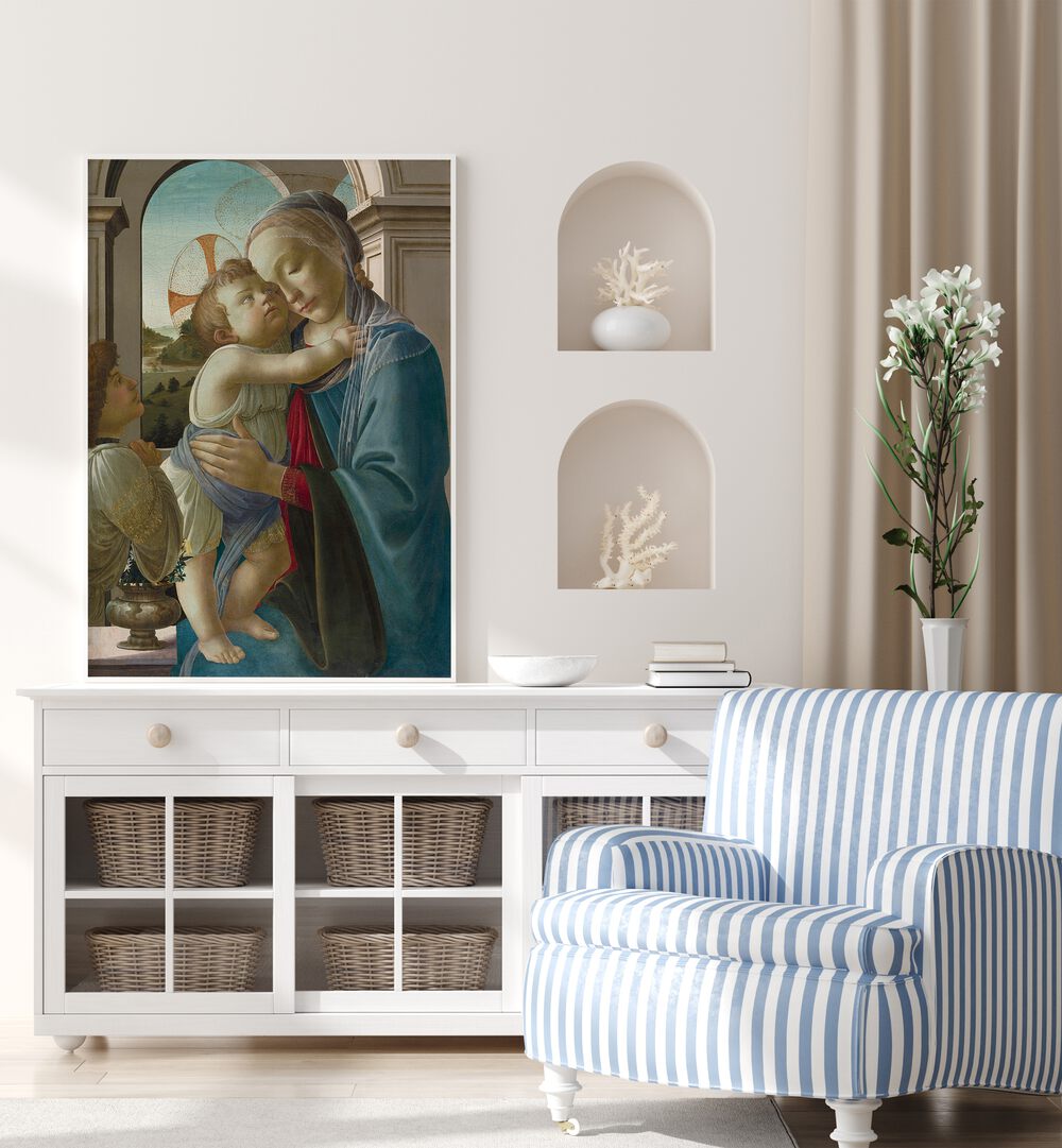 VIRGIN AND CHILD WITH AN ANGEL , VINTAGE PAINTINGS