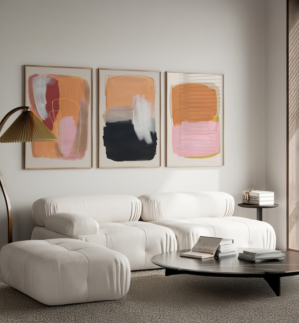 Transform your space with the VIVID ESSENCE STROKES SET, SET OF 3 PAINTINGS, adding vibrant energy to any room.
