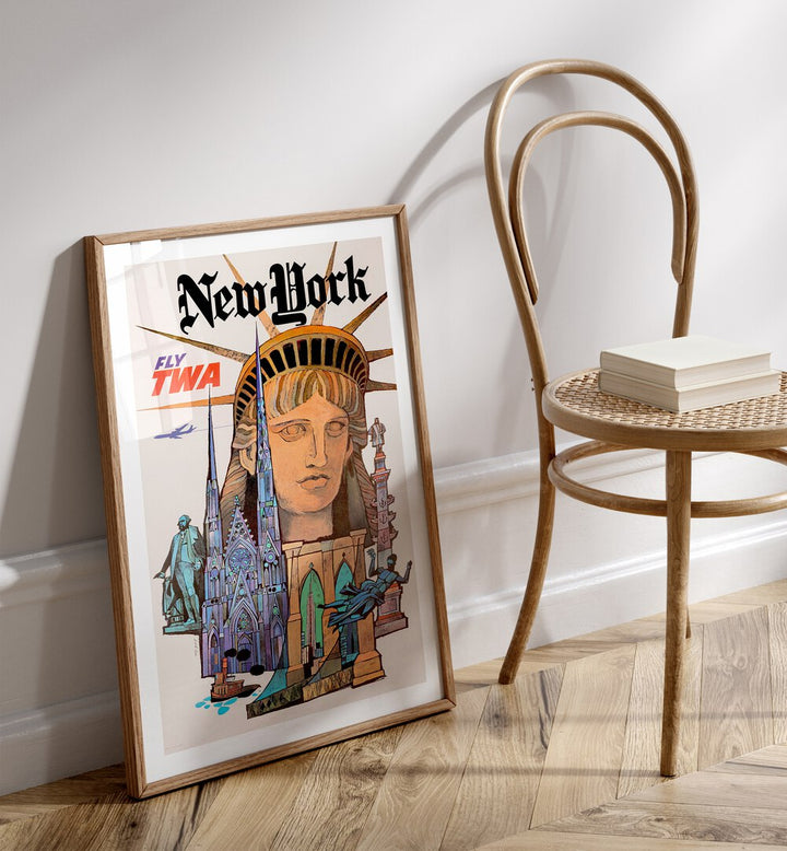 Vintage Travel Art Gallery Wall featuring iconic landmarks, perfect for creating stunning gallery walls in any space.
