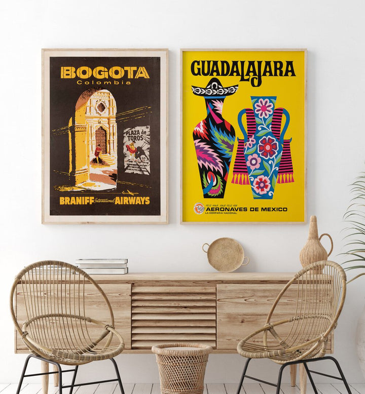 Stylish VINTAGE TRAVEL ART GALLERY WALL featuring iconic posters, perfect for creating stunning GALLERY WALLS.