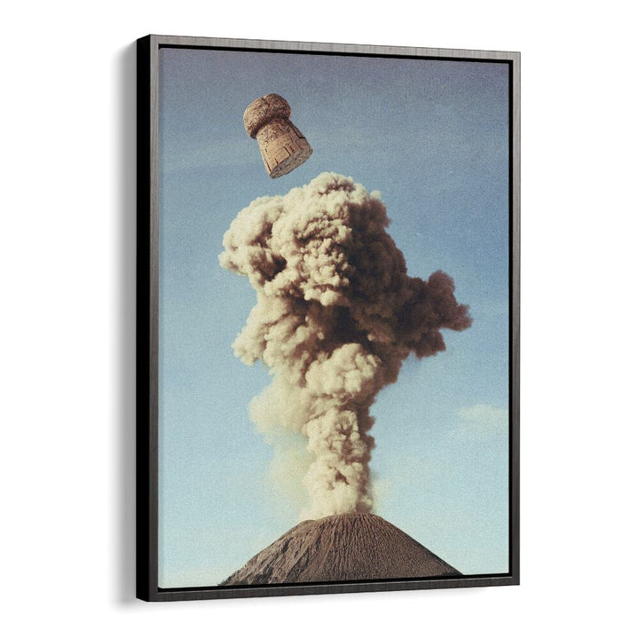 Transform your space with VOLCANIC POP, SURREAL ART PRINTS by Vertigo Artography, featuring an explosive champagne scene.