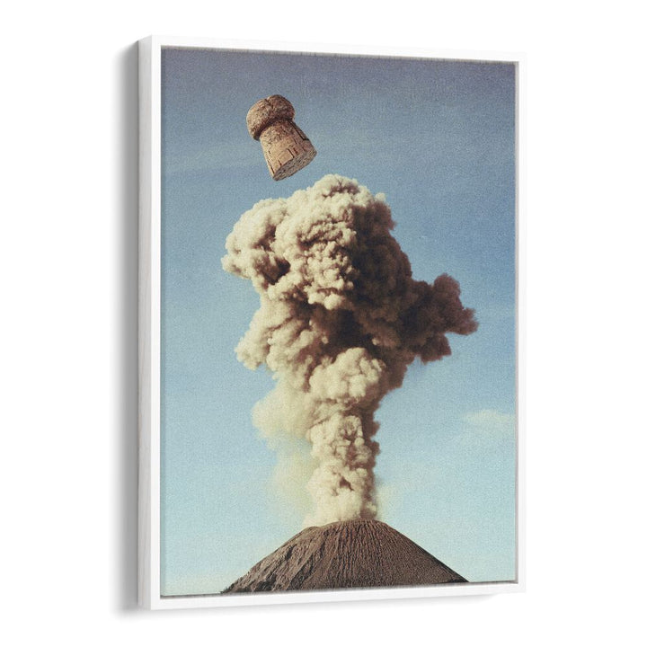 Transform your space with VOLCANIC POP, SURREAL ART PRINTS by Vertigo Artography, featuring a whimsical champagne eruption.