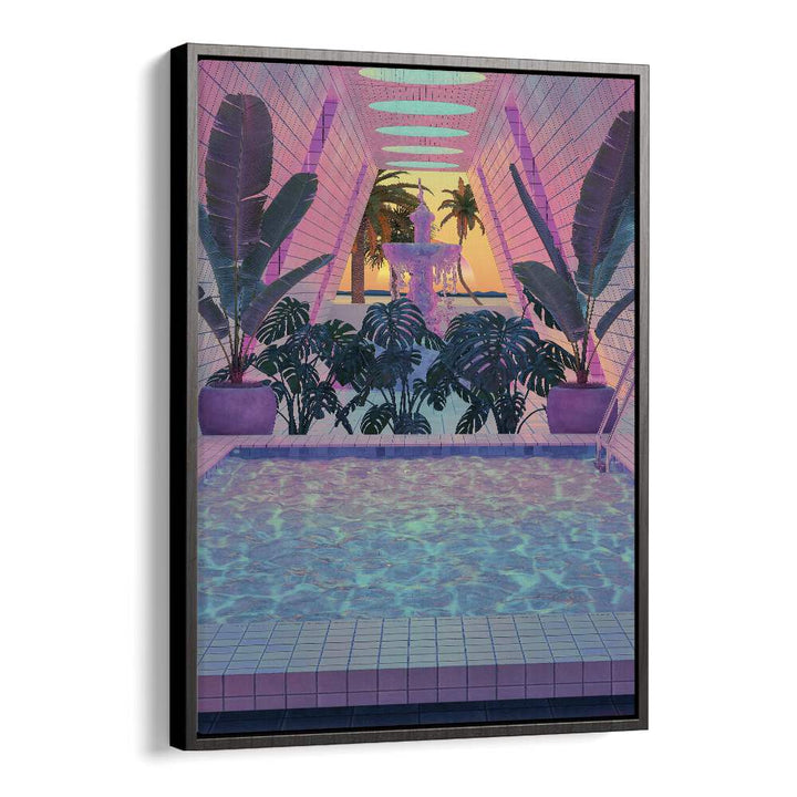 VAPOR POOL III, SURREAL ART PRINTS by Cosmo Zach, featuring a tranquil pool scene with tropical elements.