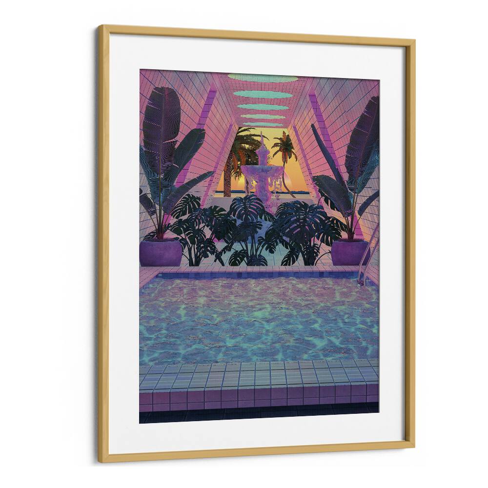Vapor Pool III, surreal art prints by Cosmo Zach, framed in oak, adds dreamlike elegance to any space.