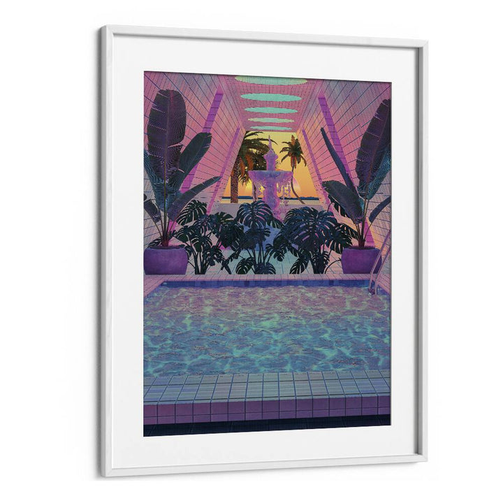 VAPOR POOL III, SURREAL ART PRINTS by Cosmo Zach, showcasing a dreamlike pool scene framed elegantly.