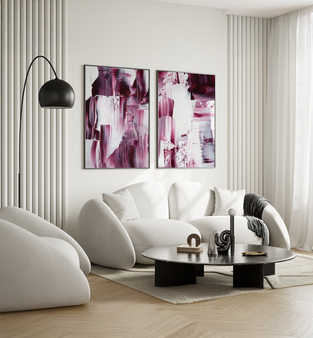 Enhance your decor with the VELVET HUES SET, SET OF 2 PAINTINGS, featuring rich colors for a luxurious touch.