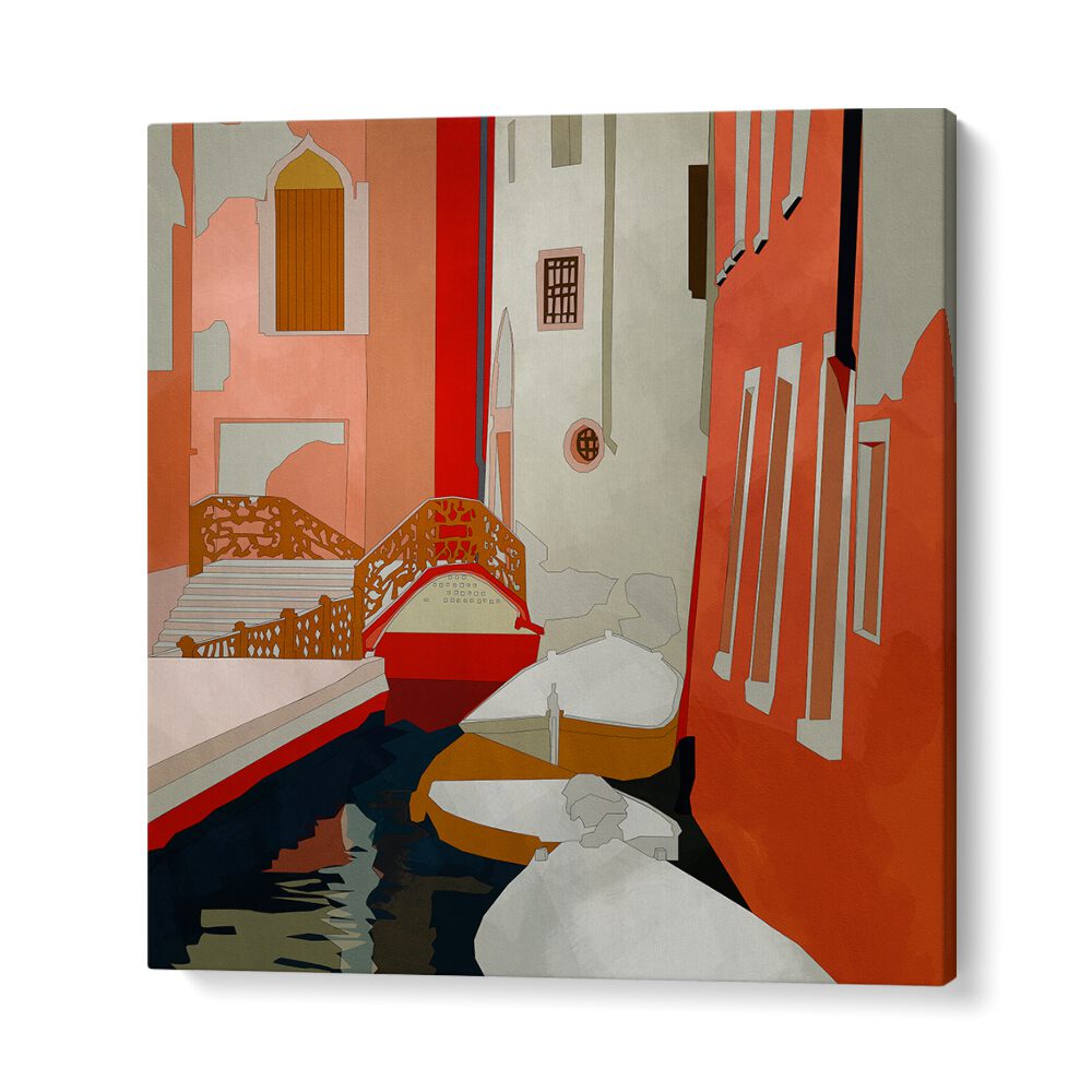 Vibrant canals and arching bridges in VENEDIG II, LANDSCAPE PAINTINGS by Ana Rut Bre, perfect for enhancing your space.
