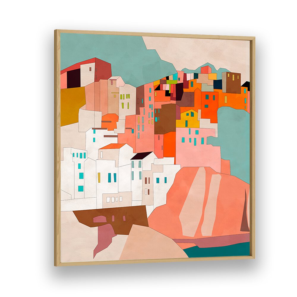 Colorful abstract depiction in VERNAZA II, LANDSCAPE PAINTINGS by Ana Rut Bre, enhancing any space beautifully.