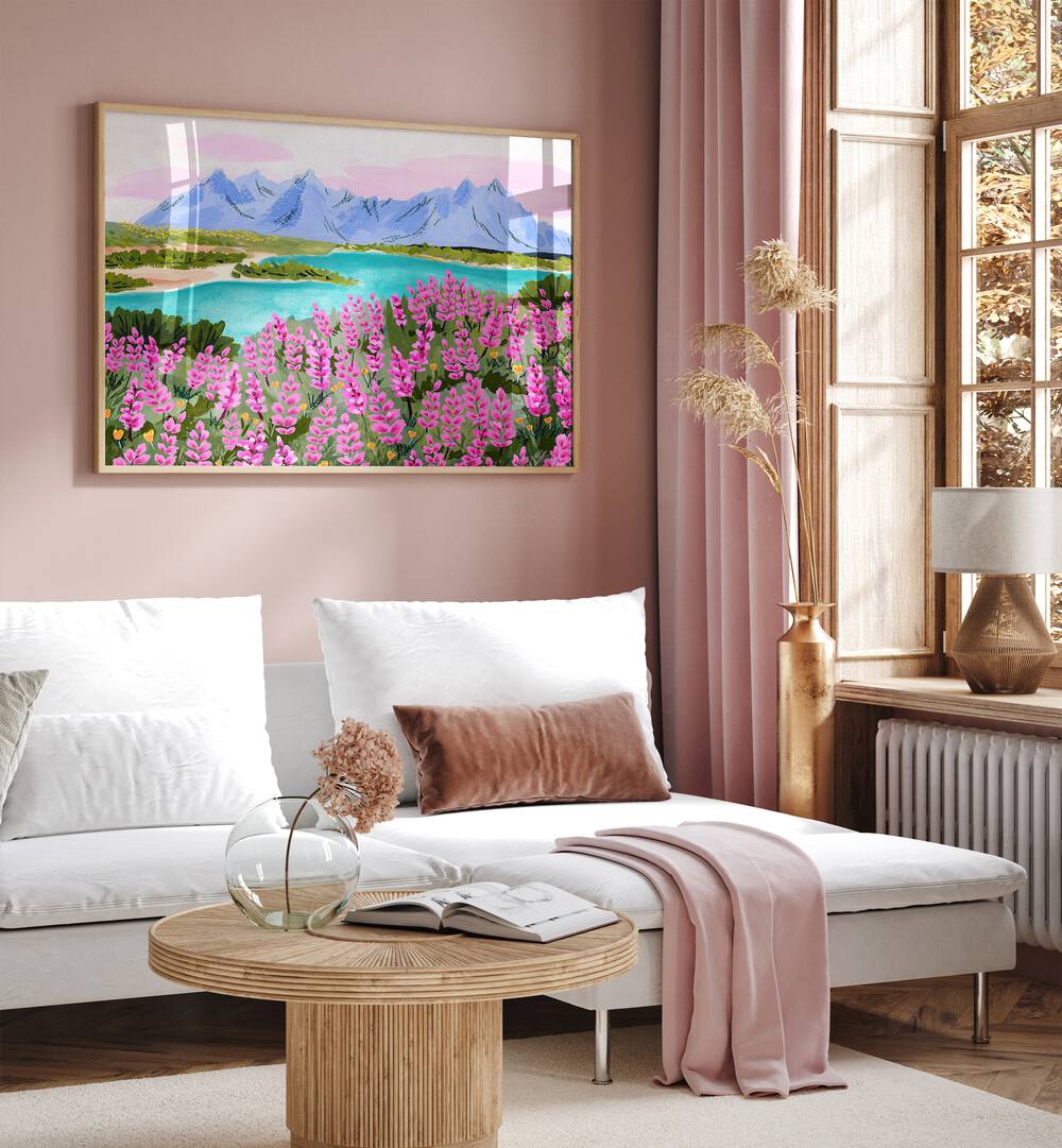 Vestrahorn, landscape paintings by Sarah Gesek, enhance your space with vibrant colors and modern elegance.