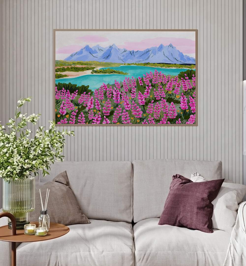 Vestrahorn landscape paintings by Sarah Gesek bring modern elegance to your space with vibrant colors and stunning scenery.