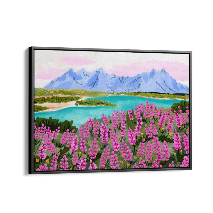 Vestrahorn, landscape paintings by Sarah Gesek, showcase vibrant flowers and majestic mountains in stunning detail.
