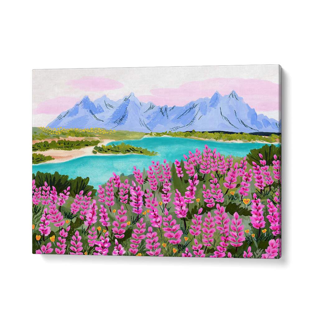 Vestrahorn, landscape paintings by Sarah Gesek showcase vibrant flowers and majestic mountains in stunning detail.