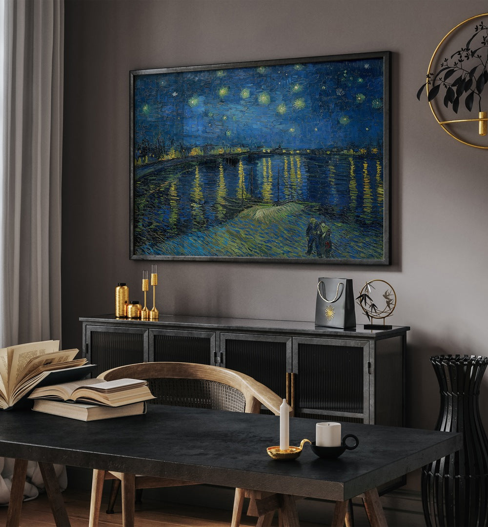 artist x collabs painting - VINCENT VAN GOGH'S STARRY NIGHT OVER THE RHONE (1888) VINCENT VAN GOGH PAINTINGS, ARTWORKS BY VINCENT VAN GOGH by Asianmonk