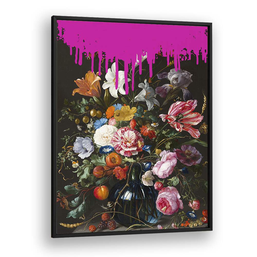 Stunning Vintage Botanical, Altered Art Prints by The Art Concept, featuring vibrant flowers in an elegant black frame.