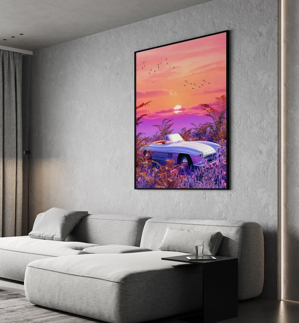 VINTAGE PARADISE, SURREAL ART PRINTS by Ritvik Takkar transforms your space with dreamy landscapes and vibrant colors.