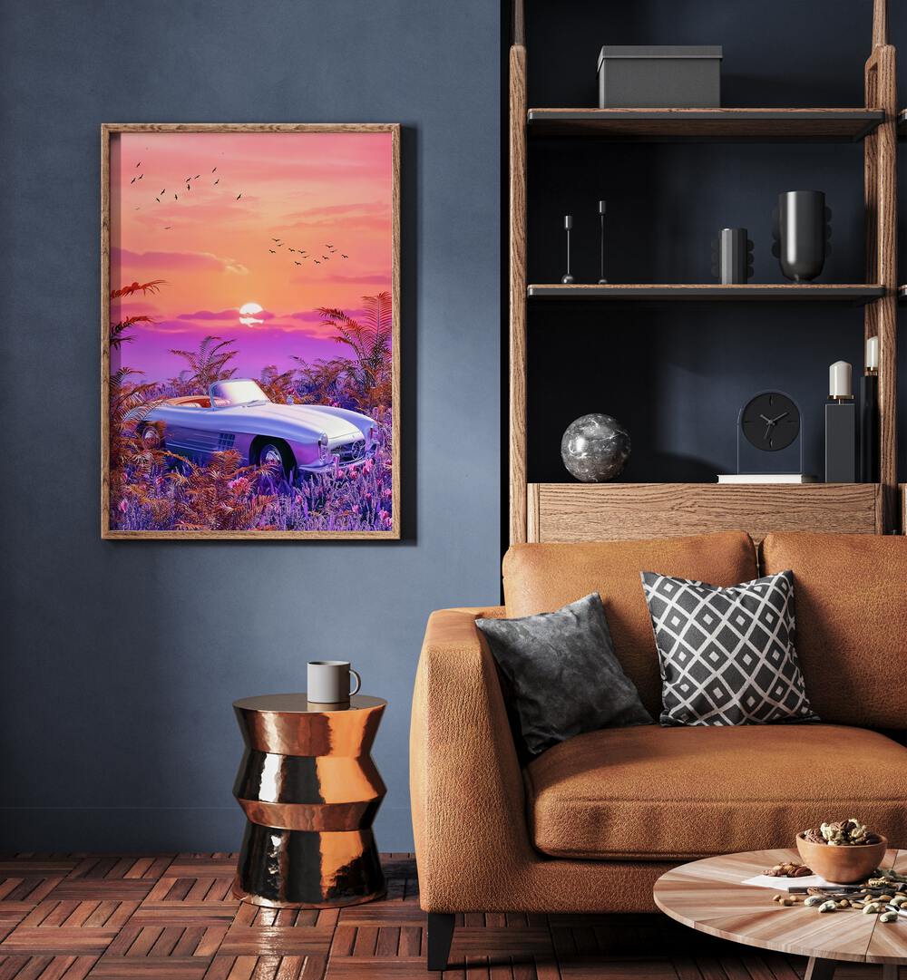 VINTAGE PARADISE, SURREAL ART PRINTS by Ritvik Takkar brings dreamy elegance to your space with vibrant colors.