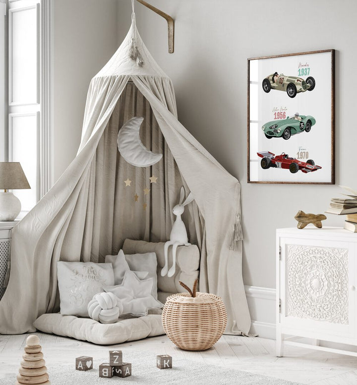 Transform your child's space with Goed Blauw's VINTAGE RACE CARS, KIDS ROOM PAINTINGS, featuring iconic racing cars.