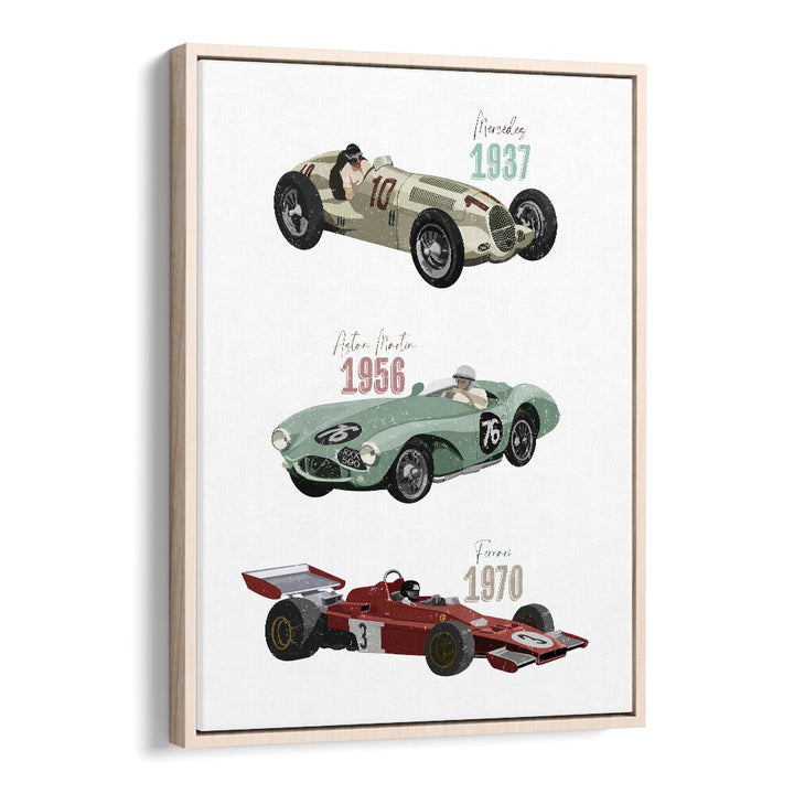Colorful VINTAGE RACE CARS, KIDS ROOM PAINTINGS by Goed Blauw, perfect for a dynamic child's room decor.