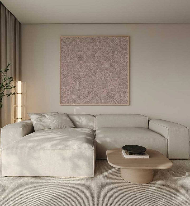 VINTAGE TILE PATTERN CLASH SOFT PINK , PATTERN ART PRINTS