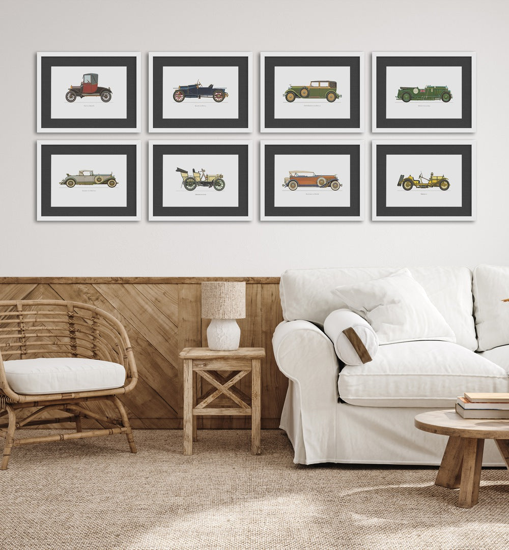 Stylish VINTAGE CAR COLLECTION VOL II GALLERY WALL, GALLERY WALLS enhances any space with classic elegance.