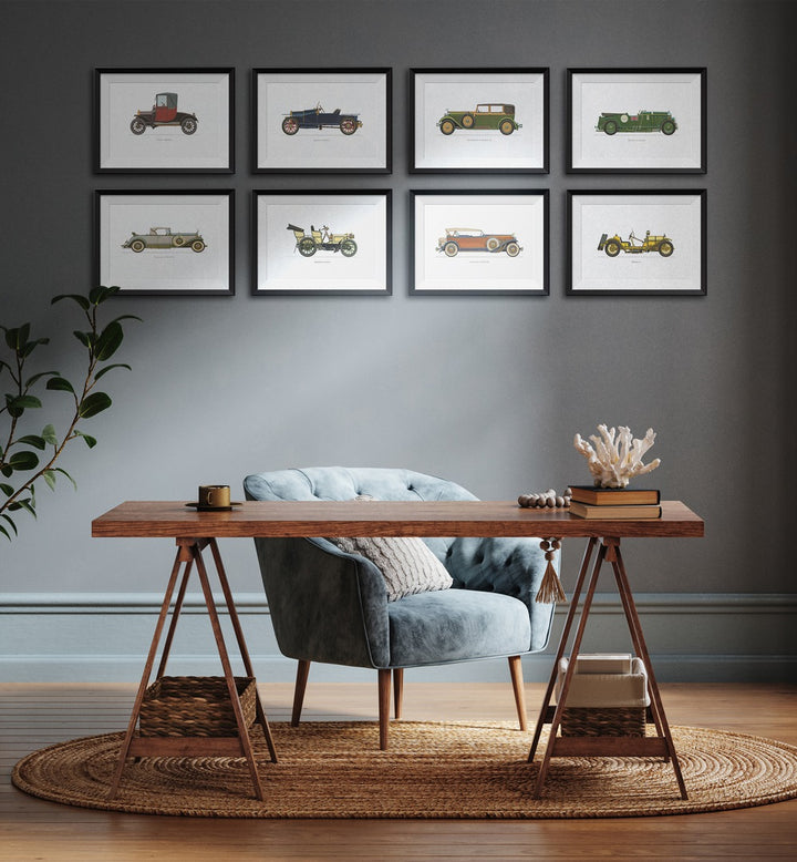 Elegant VINTAGE CAR COLLECTION VOL II GALLERY WALL enhances your space with timeless designs and classic charm. Perfect for gallery walls.